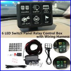 12V Power 6 Gang LED Switch Panel Relay Control Box + Wiring Harness Car Boat RV