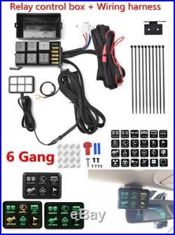 6 Switch Panel Relay Control Box + Wiring Harness for Vehicle with 12V DC Power