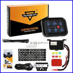 AUXBEAM 6 Gang On-Off Control Switch Panel High Power Relay System Blue Backlit