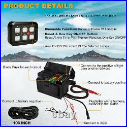 AUXBEAM 6 Gang On-Off Control Switch Panel High Power Relay System Blue Backlit