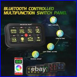 AUXBEAM High Power LED Work Light Bar 8 Gang RGB Switch Panel bluetooth Control