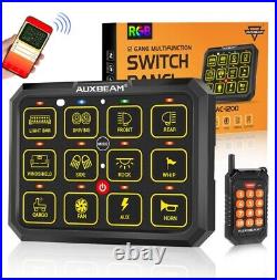 AUXBEAM RGB 12 Gang Switch Panel bluetooth APP Remote Control + 20FT Extension