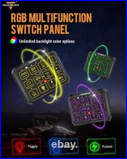 AUXBEAM RGB 12 Gang Switch Panel bluetooth APP Remote Control + 20FT Extension