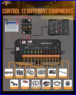 AUXBEAM RGB 12 Gang Switch Panel bluetooth APP Remote Control + 20FT Extension