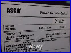 Asco D03ats020200fgx0 Power Transfer Switch Panel Control Screen (855)