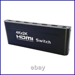 HDMI Switch 4K 1080P HDTV 5 In 1 Out Aluminum with Remote Control Power 5 Port