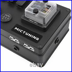 MICTUNING 6 Gang Power Control Box Panel ON-Off Switch USB Fuse Block for cars