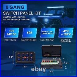 MICTUNING 8 Gang Switch Panel On/Off Led Light Bar Power Circuit Control 12V 24V