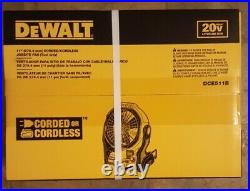 New DEWALT 20V MAX Cordless or Corded Jobsite Fan DCE511B power tools camping