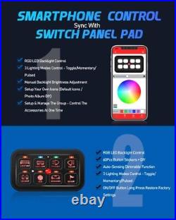 RGB Multifunction Toggle Momentary Pulsed Bluetooth 8 Gang LED Switch Panel