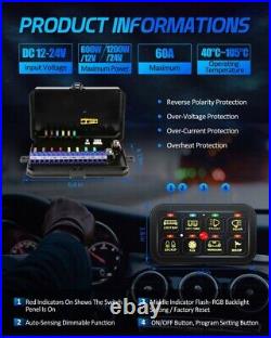 RGB Multifunction Toggle Momentary Pulsed Bluetooth 8 Gang LED Switch Panel